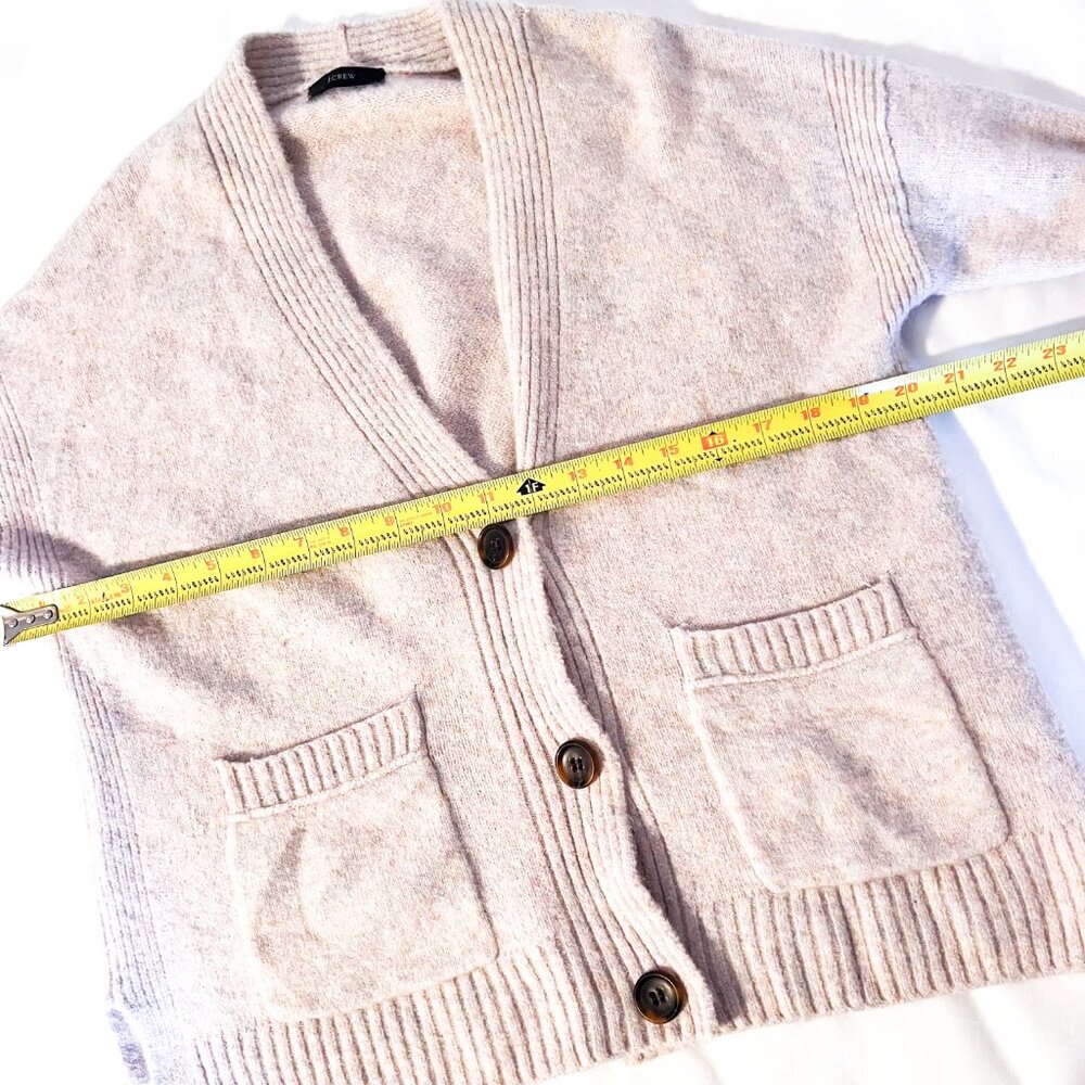 J. Crew Ivory Rainbow Mauve Supersoft Yarn Cropped Cardigan Sweater Small - Picture 6 of 9